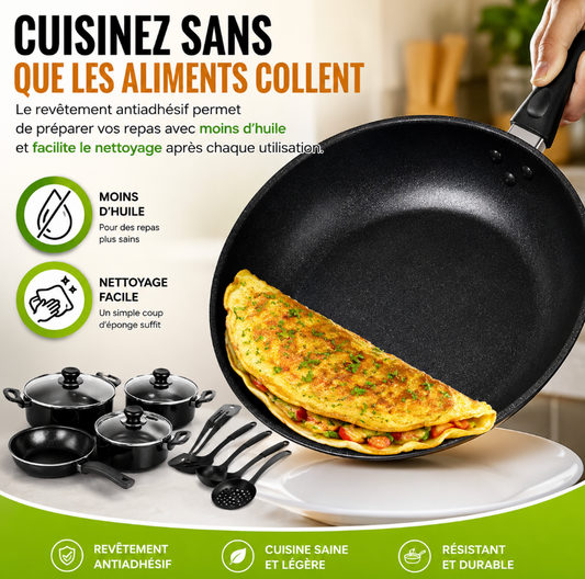 PACK CUISINE 13 PIÈCES + CUILLERES DORÉS.